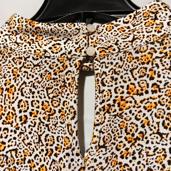 Worthington EUC Women's Long Sleeve Blouse, XL, Ivory w/Brown Pattern - Picture 6 of 7